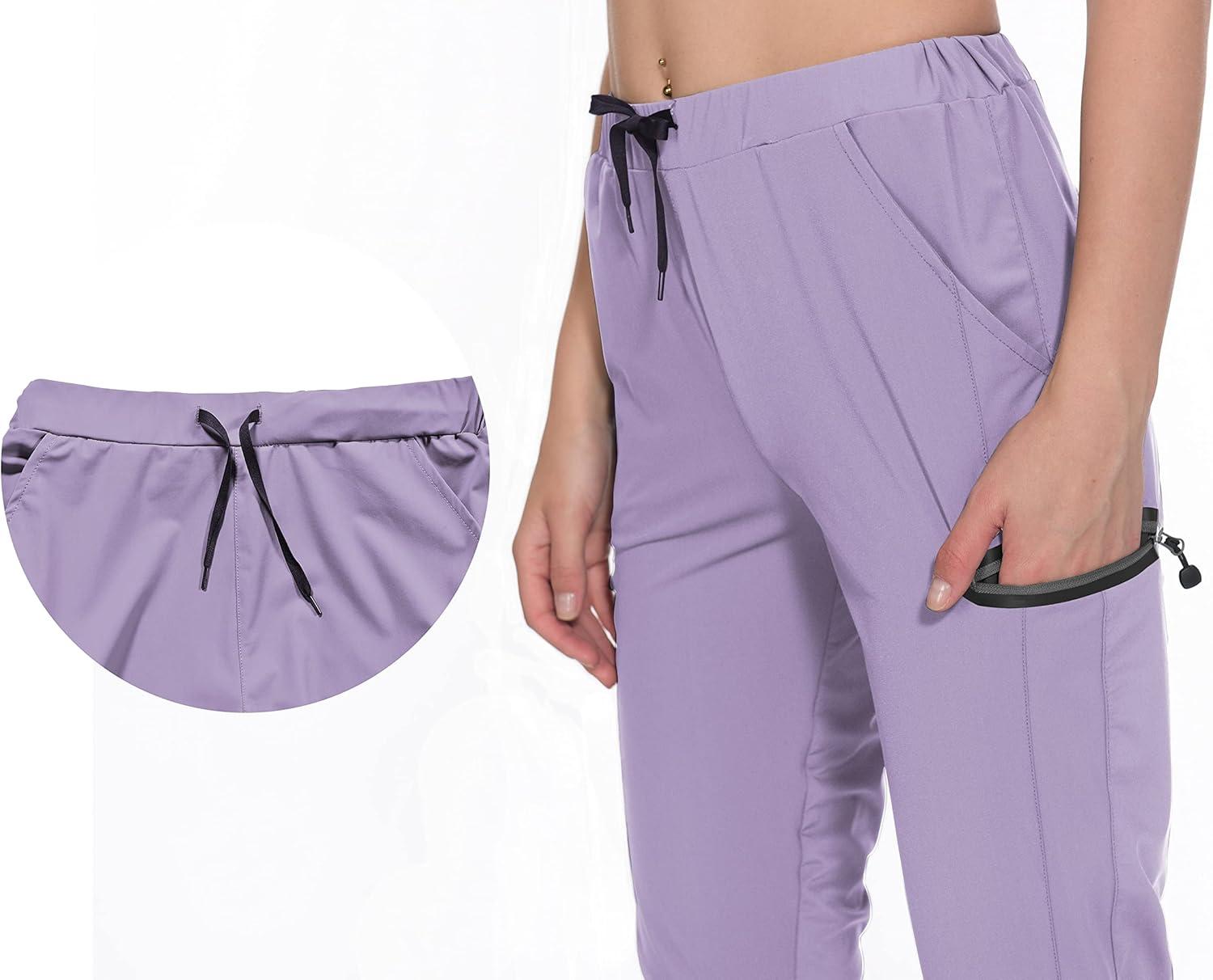 imageLittle Donkey Andy Womens UltraStretch Quick Dry Lightweight Ankle Pants Drawstring Active Travel HikingA14 Light Purple
