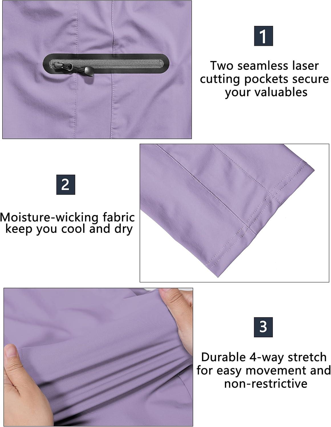 imageLittle Donkey Andy Womens UltraStretch Quick Dry Lightweight Ankle Pants Drawstring Active Travel HikingA14 Light Purple