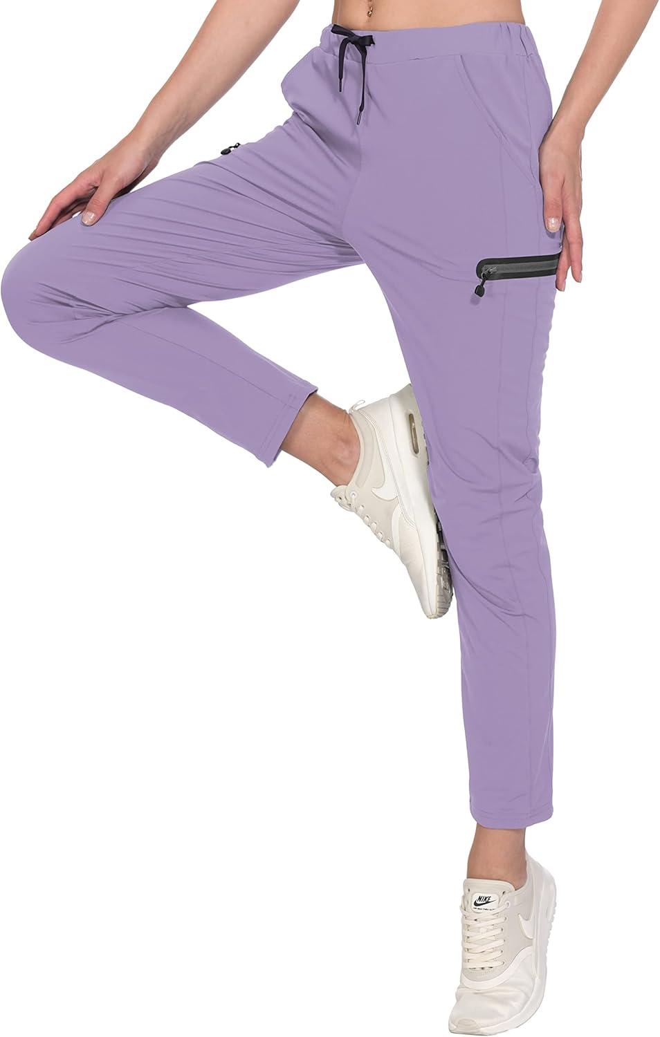 imageLittle Donkey Andy Womens UltraStretch Quick Dry Lightweight Ankle Pants Drawstring Active Travel HikingA14 Light Purple