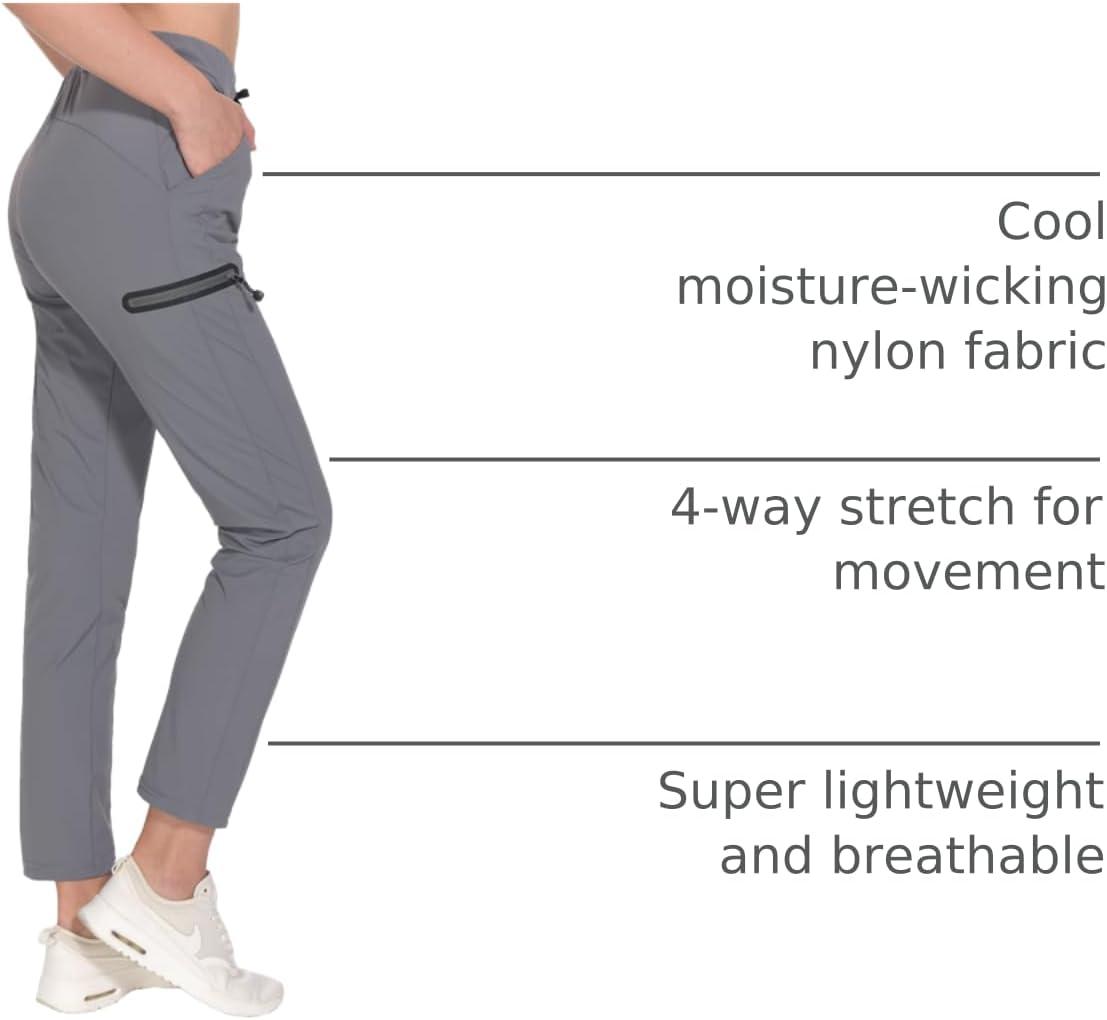imageLittle Donkey Andy Womens UltraStretch Quick Dry Lightweight Ankle Pants Drawstring Active Travel HikingA2 Gray