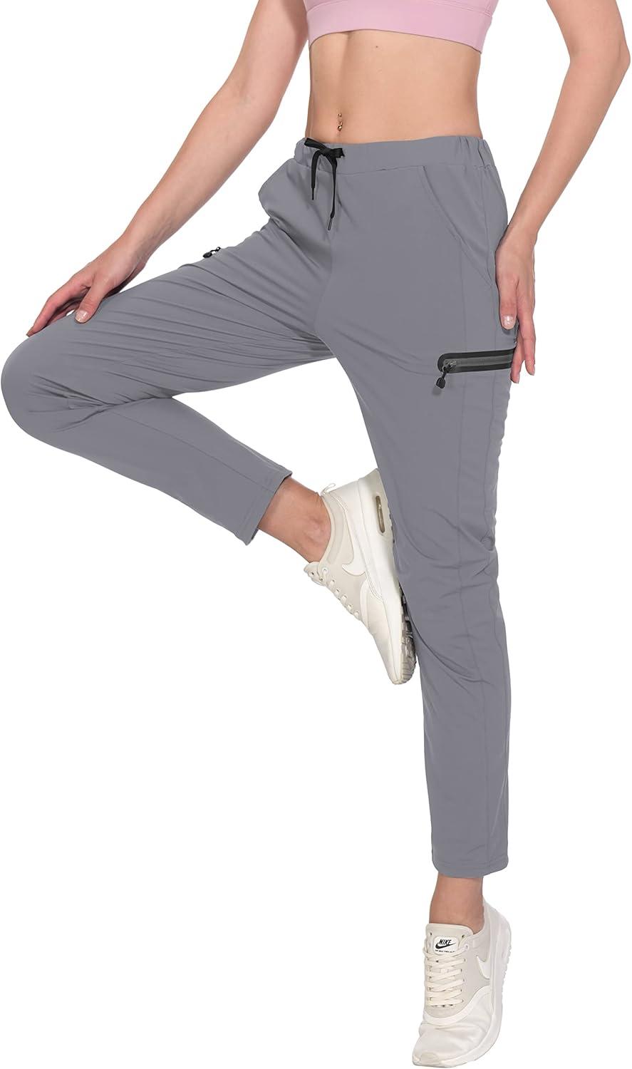 imageLittle Donkey Andy Womens UltraStretch Quick Dry Lightweight Ankle Pants Drawstring Active Travel HikingA2 Gray