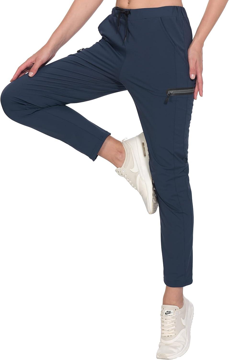 imageLittle Donkey Andy Womens UltraStretch Quick Dry Lightweight Ankle Pants Drawstring Active Travel HikingA3 Navy Blue