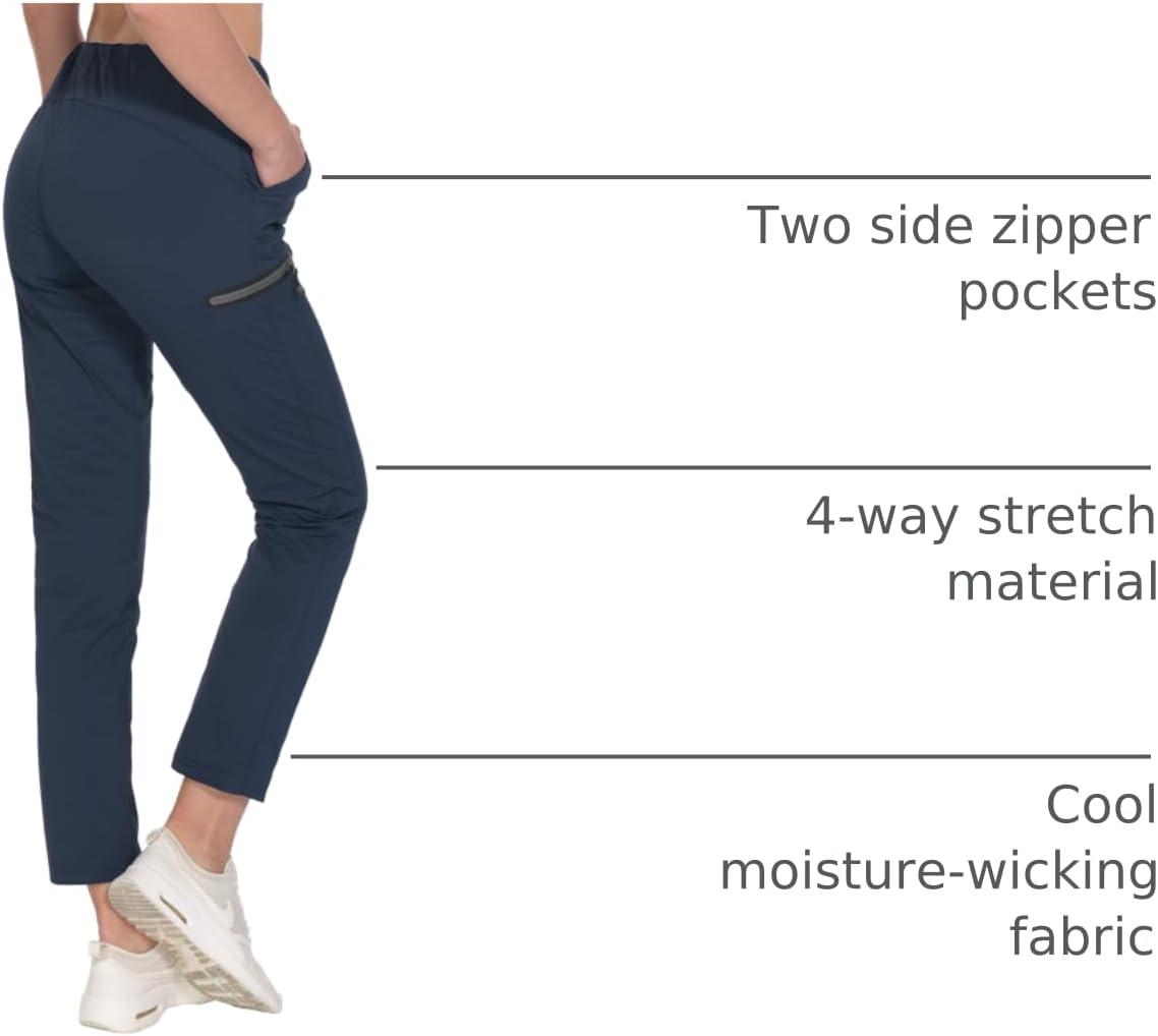 imageLittle Donkey Andy Womens UltraStretch Quick Dry Lightweight Ankle Pants Drawstring Active Travel HikingA3 Navy Blue