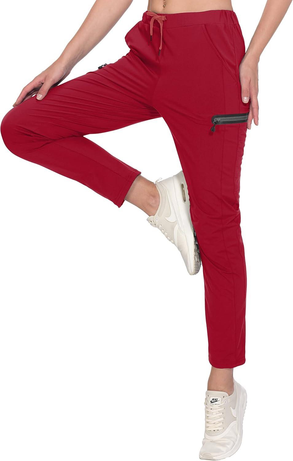 imageLittle Donkey Andy Womens UltraStretch Quick Dry Lightweight Ankle Pants Drawstring Active Travel HikingA9 Red