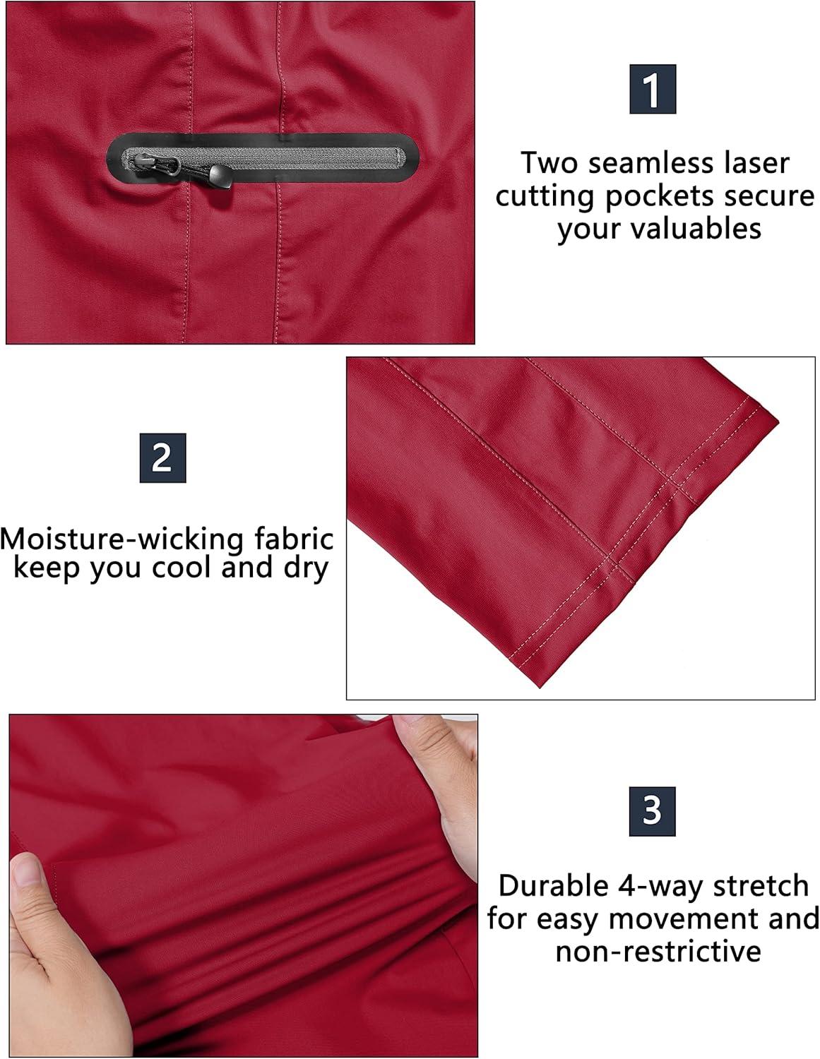 imageLittle Donkey Andy Womens UltraStretch Quick Dry Lightweight Ankle Pants Drawstring Active Travel HikingA9 Red