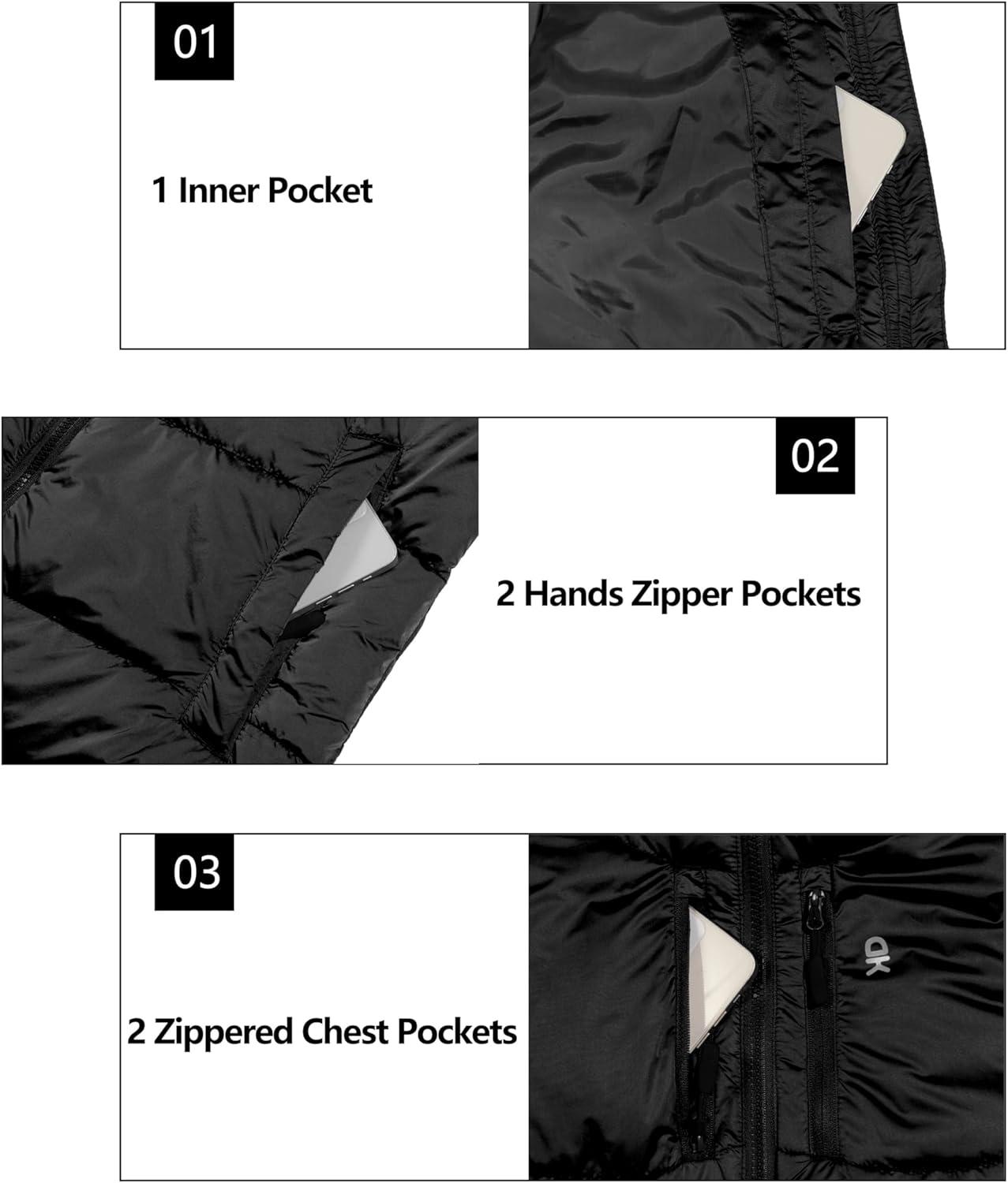 imageLittle Donkey Andy Womens Warm Puffer Jacket Windproof Lightweiht Hooded Winter Coat Hiking TravelBlack