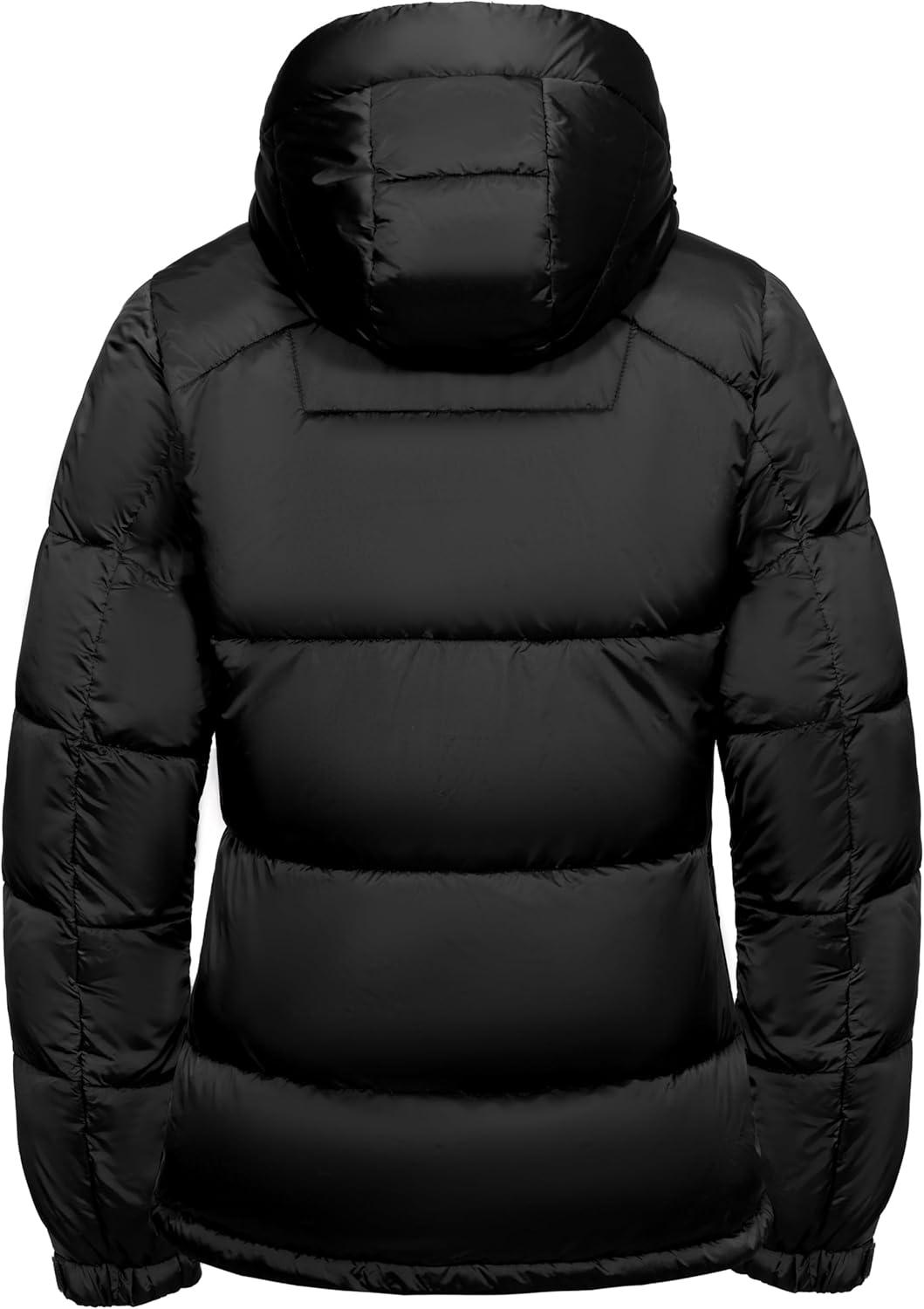 imageLittle Donkey Andy Womens Warm Puffer Jacket Windproof Lightweiht Hooded Winter Coat Hiking TravelBlack