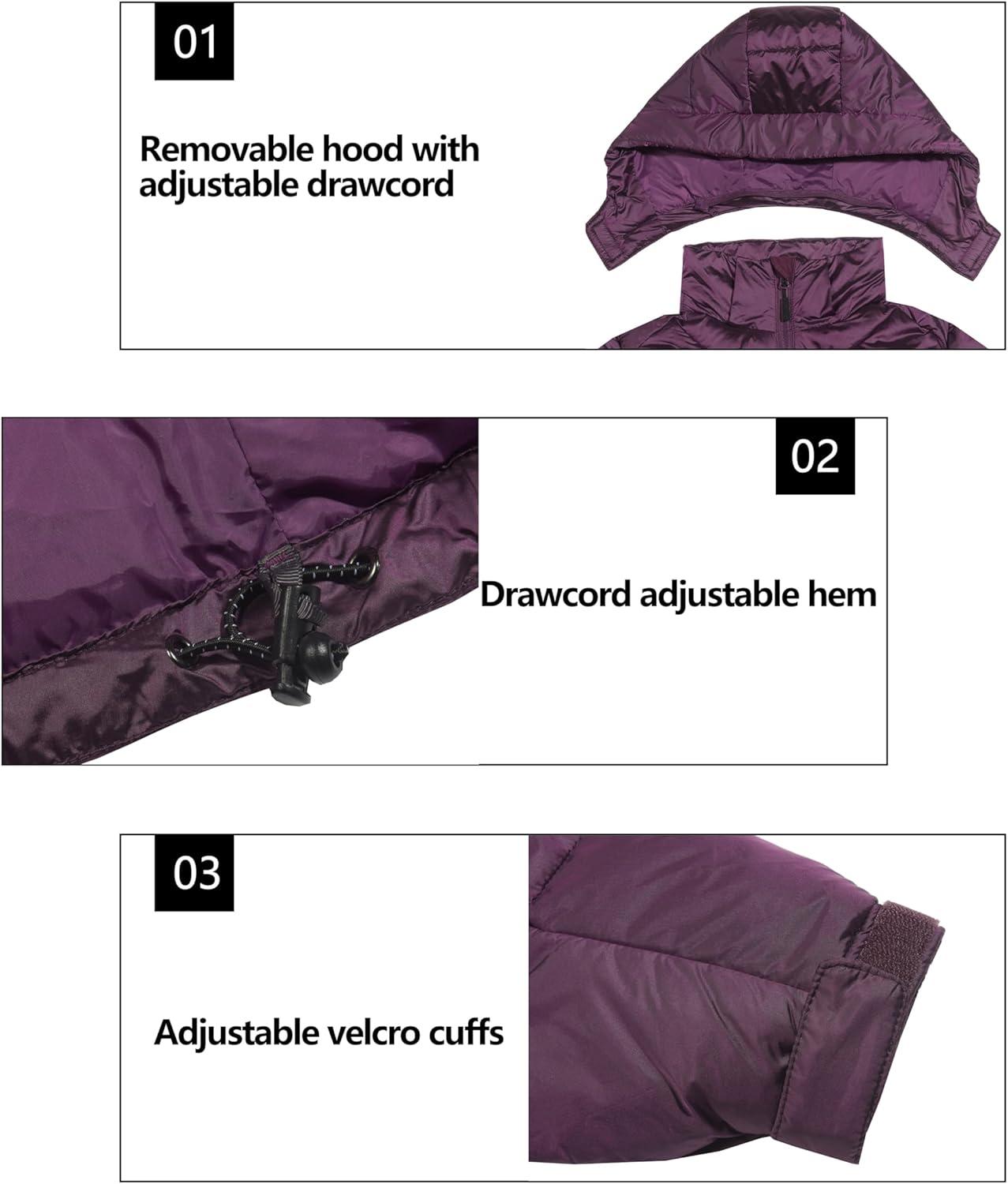 imageLittle Donkey Andy Womens Warm Puffer Jacket Windproof Lightweiht Hooded Winter Coat Hiking TravelDark Purple