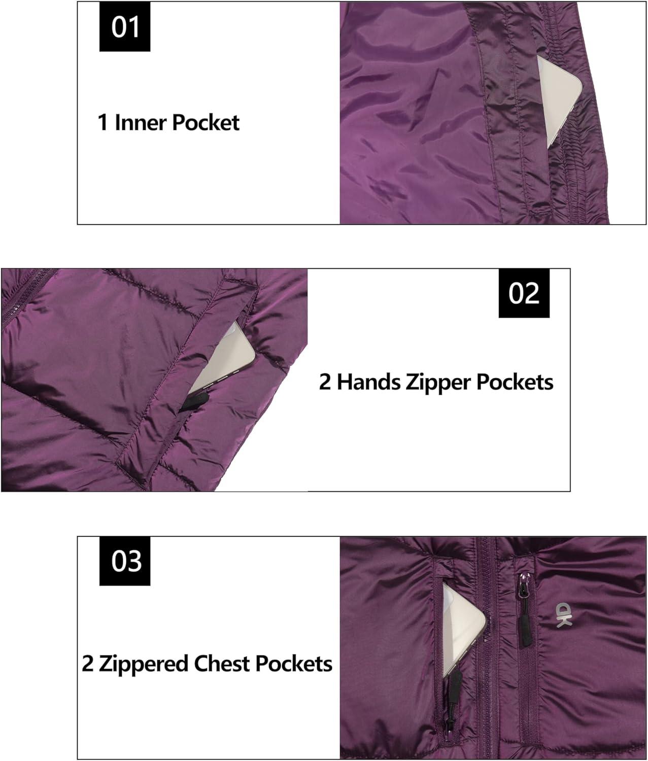 imageLittle Donkey Andy Womens Warm Puffer Jacket Windproof Lightweiht Hooded Winter Coat Hiking TravelDark Purple