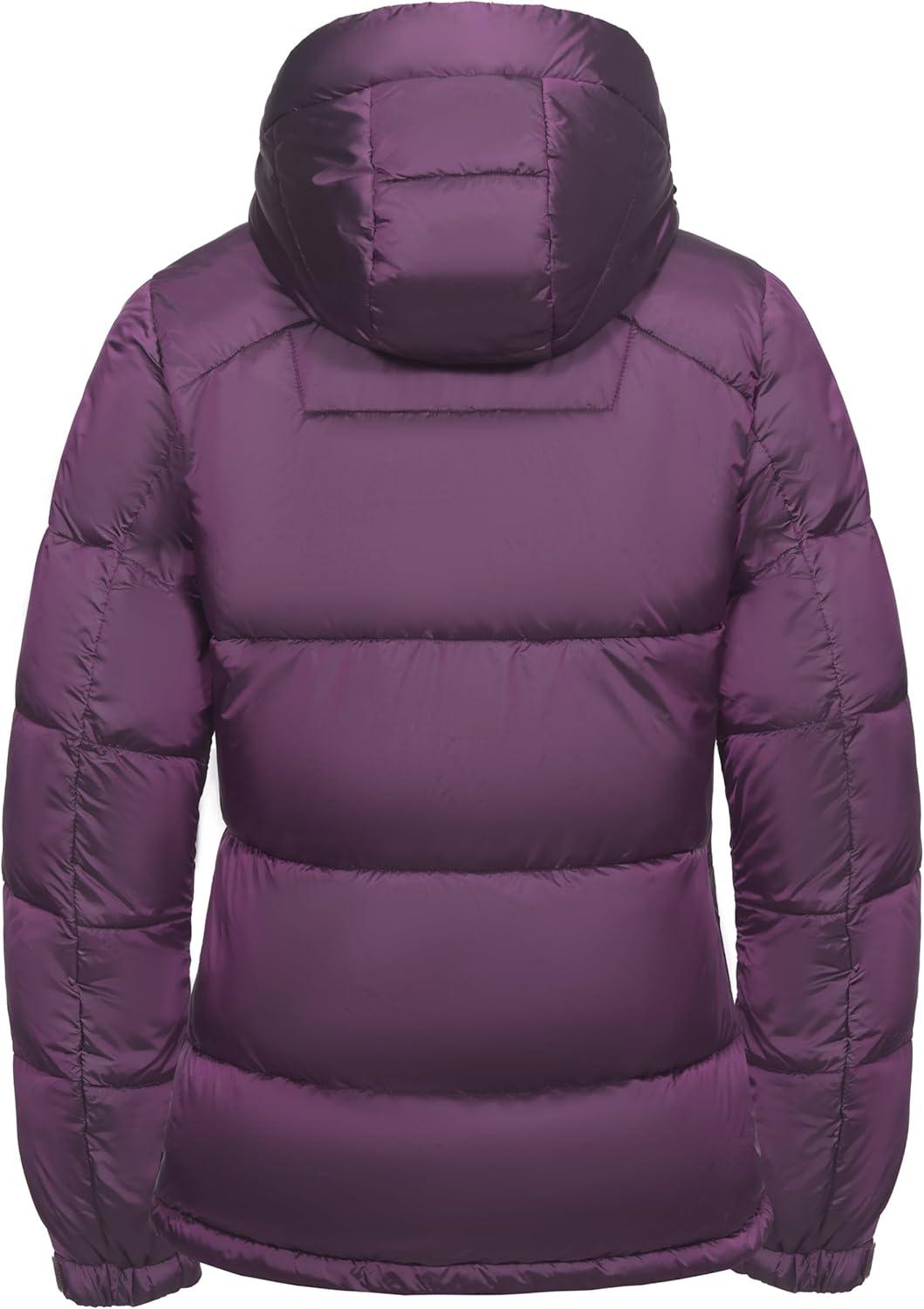 imageLittle Donkey Andy Womens Warm Puffer Jacket Windproof Lightweiht Hooded Winter Coat Hiking TravelDark Purple