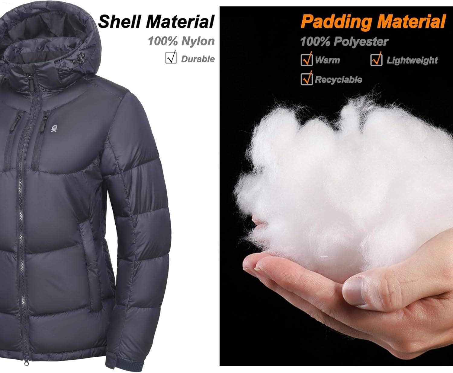 imageLittle Donkey Andy Womens Warm Puffer Jacket Windproof Lightweiht Hooded Winter Coat Hiking TravelOmbre Blue