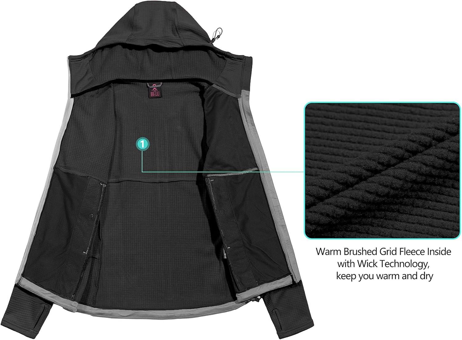 imageLittle Donkey Andy Womens Winter Lightweight Warm Fleece Running Jacket Breathable Thumbholes Thermal Hiking JacketUpgraded Black