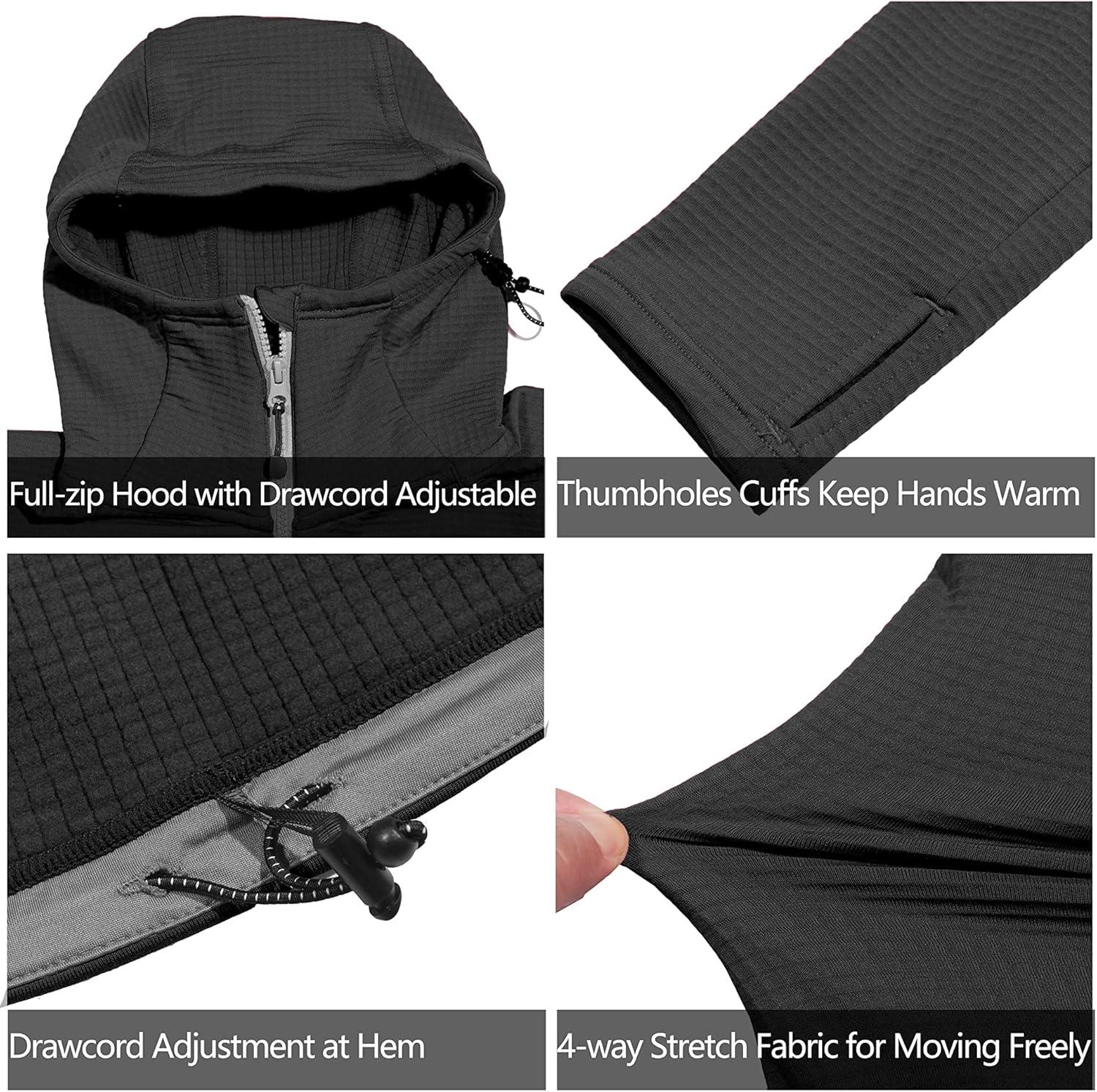 imageLittle Donkey Andy Womens Winter Lightweight Warm Fleece Running Jacket Breathable Thumbholes Thermal Hiking JacketUpgraded Black
