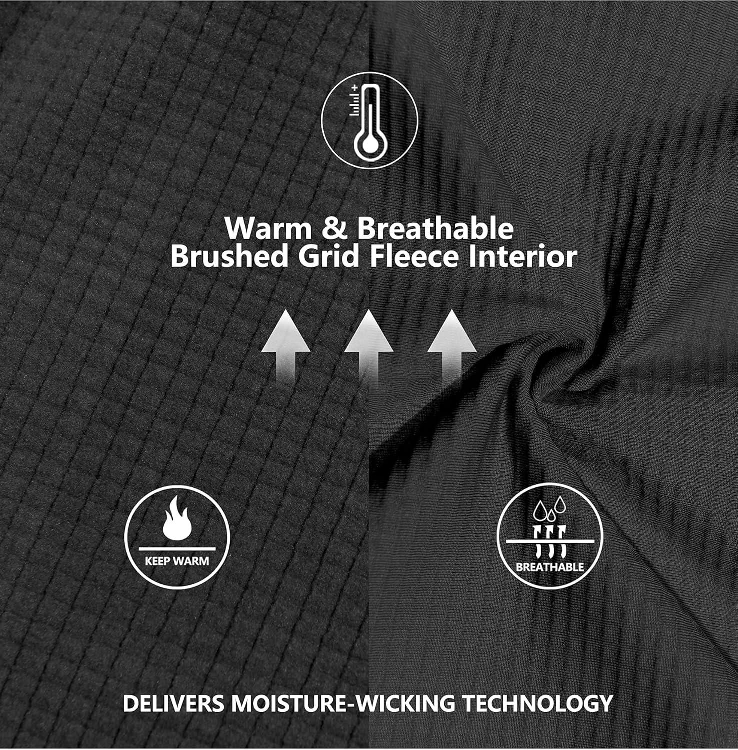 imageLittle Donkey Andy Womens Winter Lightweight Warm Fleece Running Jacket Breathable Thumbholes Thermal Hiking JacketUpgraded Black