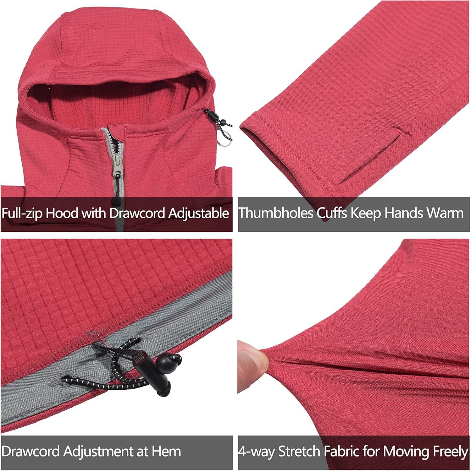 imageLittle Donkey Andy Womens Winter Lightweight Warm Fleece Running Jacket Breathable Thumbholes Thermal Hiking JacketUpgraded Watermelon