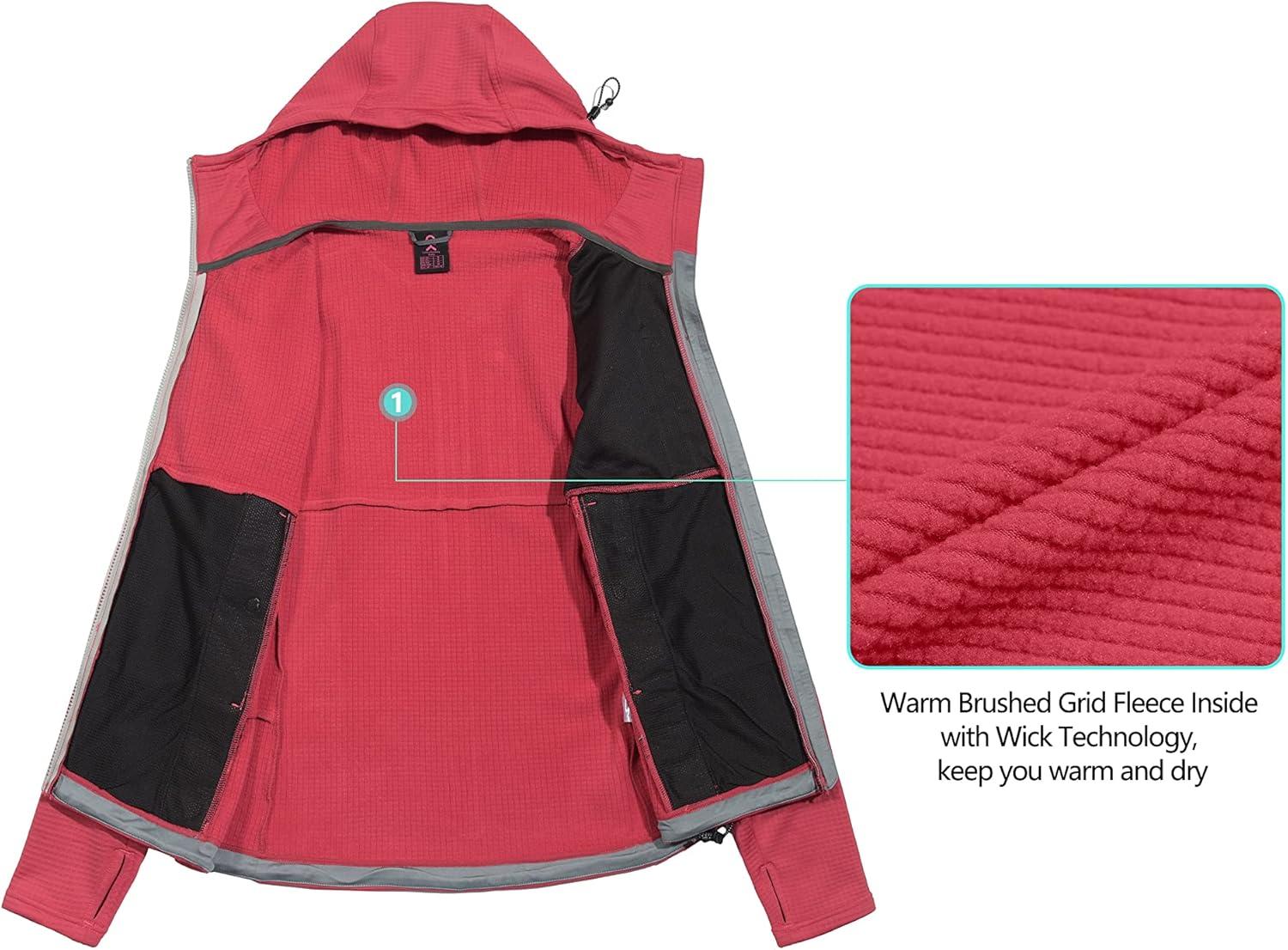 imageLittle Donkey Andy Womens Winter Lightweight Warm Fleece Running Jacket Breathable Thumbholes Thermal Hiking JacketUpgraded Watermelon