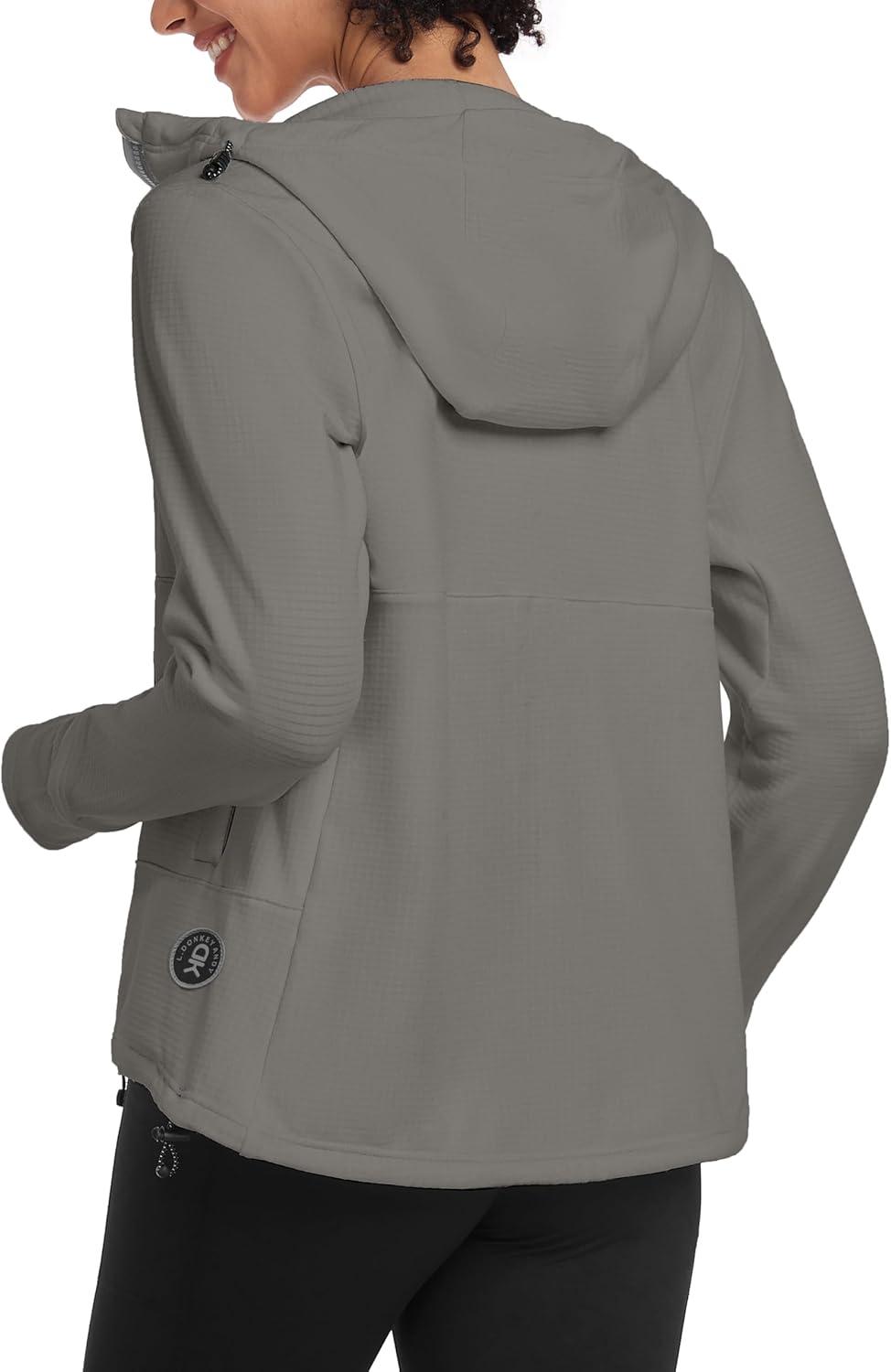 imageLittle Donkey Andy Womens Winter Lightweight Warm Fleece Running Jacket Breathable Thumbholes Thermal Hiking JacketWatchhole Grey