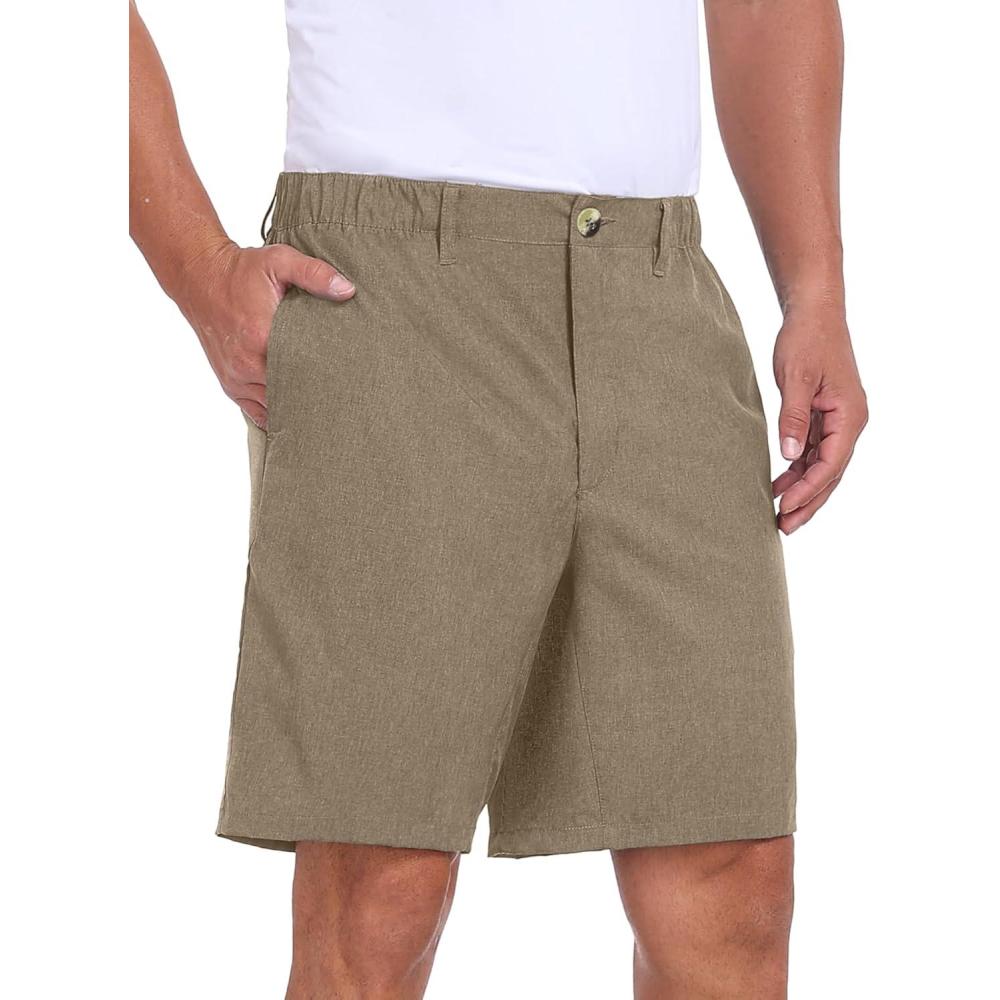imageLittle Donkey Andy Mens Bermuda 9 Inch Lightweight Quick Dry Stretch Shorts Golf Hiking TravelOtter