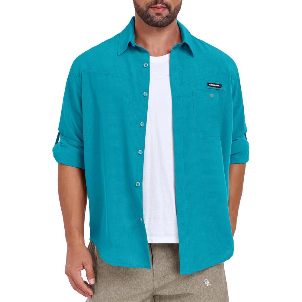imageLittle Donkey Andy Mens Breathable Long Sleeve Fishing Hiking Shirts UPF 50 Quick DryBluebird