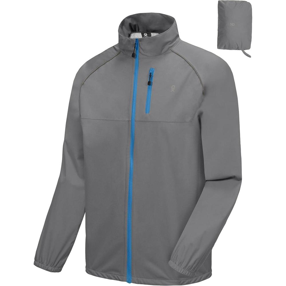 imageLittle Donkey Andy Mens Cycling Jacket Waterproof Lightweight Windbreaker PackableUpgradegray
