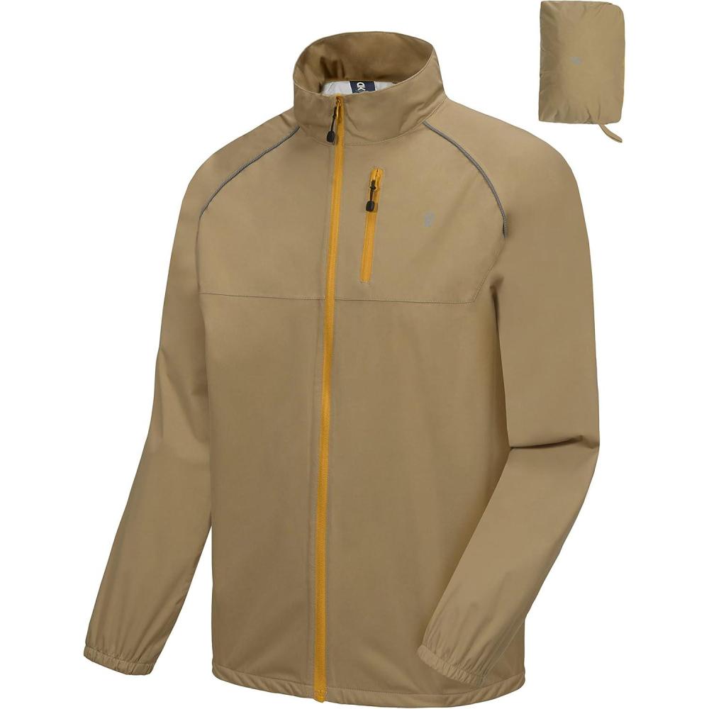 imageLittle Donkey Andy Mens Cycling Jacket Waterproof Lightweight Windbreaker PackableUpgradekhaki