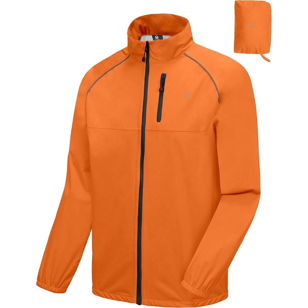 imageLittle Donkey Andy Mens Cycling Jacket Waterproof Lightweight Windbreaker PackableUpgradeorange