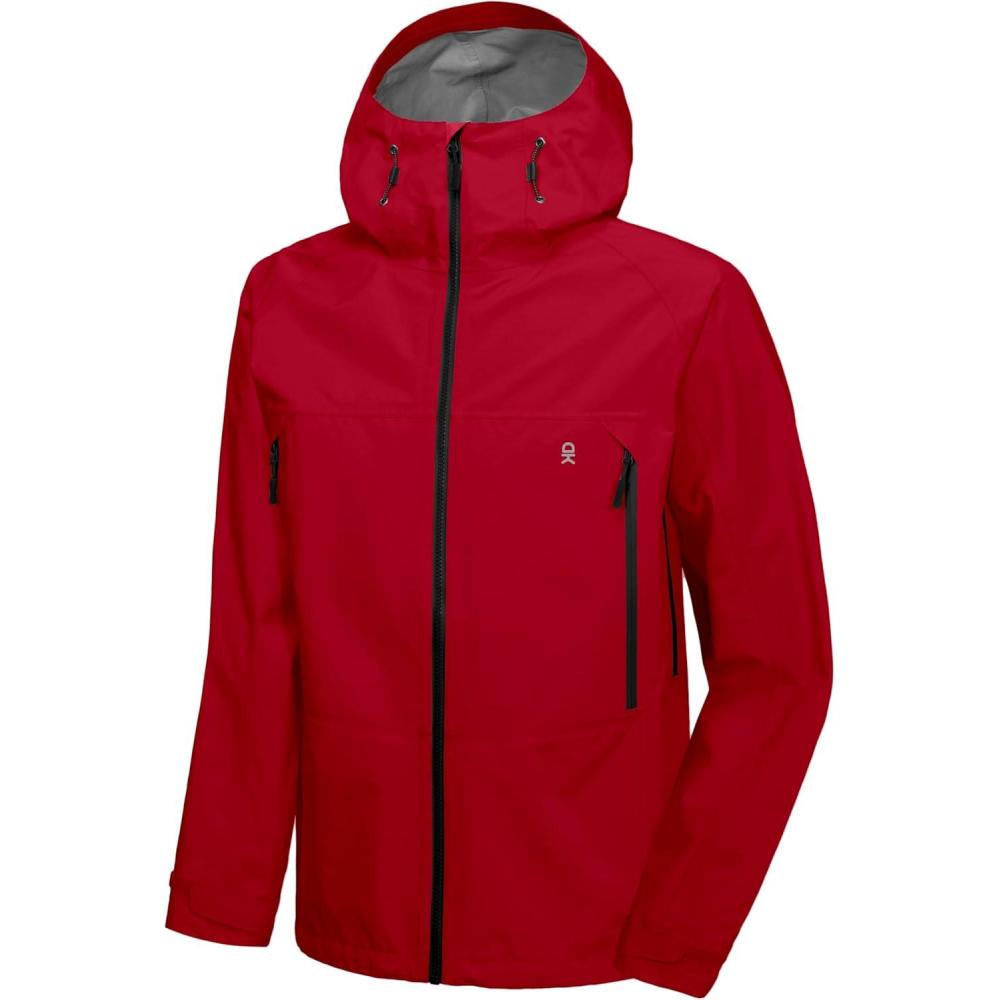imageLittle Donkey Andy Mens Highperformance 3L Hard Shell Waterproof Rain Jacket Breathable Rain Gear for HikingTravellingC6redhigh Performance