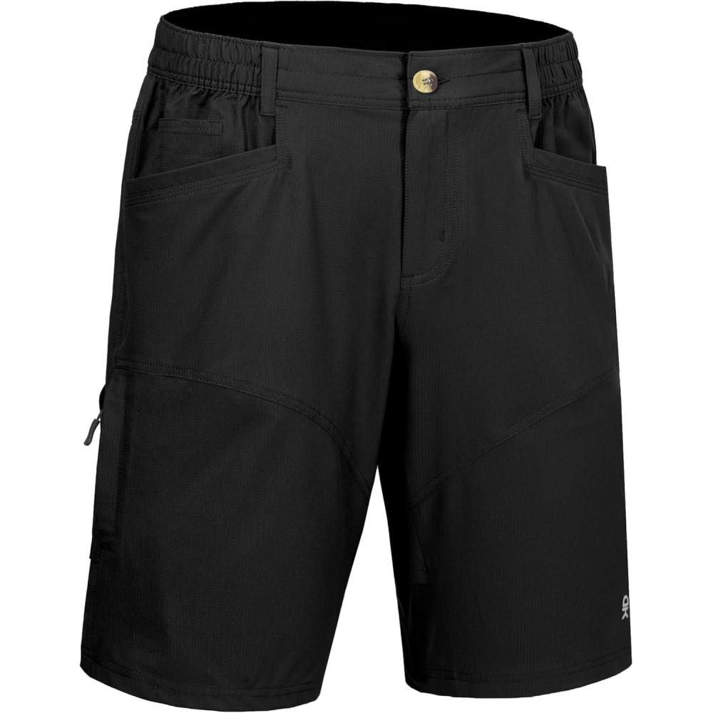 imageLittle Donkey Andy Mens Hiking Cargo Shorts Quick Dry Waterproof Lightweight Golf Shorts Stretch Casual Short with 9 PocketsBlack