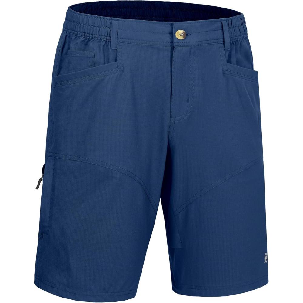imageLittle Donkey Andy Mens Hiking Cargo Shorts Quick Dry Waterproof Lightweight Golf Shorts Stretch Casual Short with 9 PocketsBlue