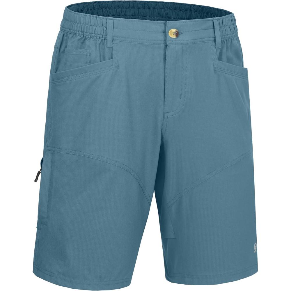 imageLittle Donkey Andy Mens Hiking Cargo Shorts Quick Dry Waterproof Lightweight Golf Shorts Stretch Casual Short with 9 PocketsBluestone