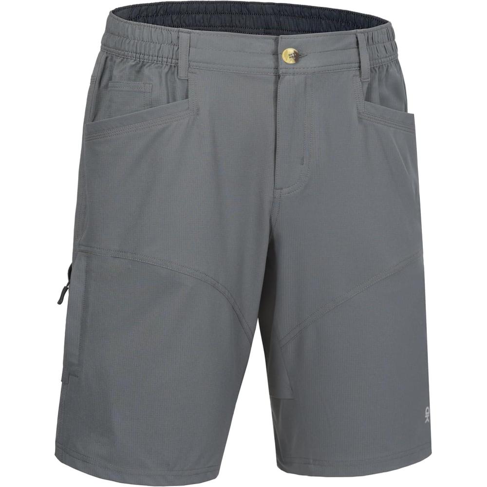 imageLittle Donkey Andy Mens Hiking Cargo Shorts Quick Dry Waterproof Lightweight Golf Shorts Stretch Casual Short with 9 PocketsGray