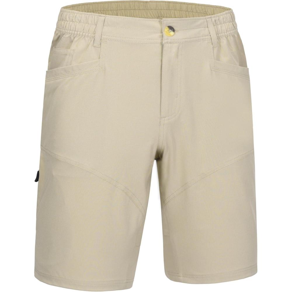 imageLittle Donkey Andy Mens Hiking Cargo Shorts Quick Dry Waterproof Lightweight Golf Shorts Stretch Casual Short with 9 PocketsKhaki