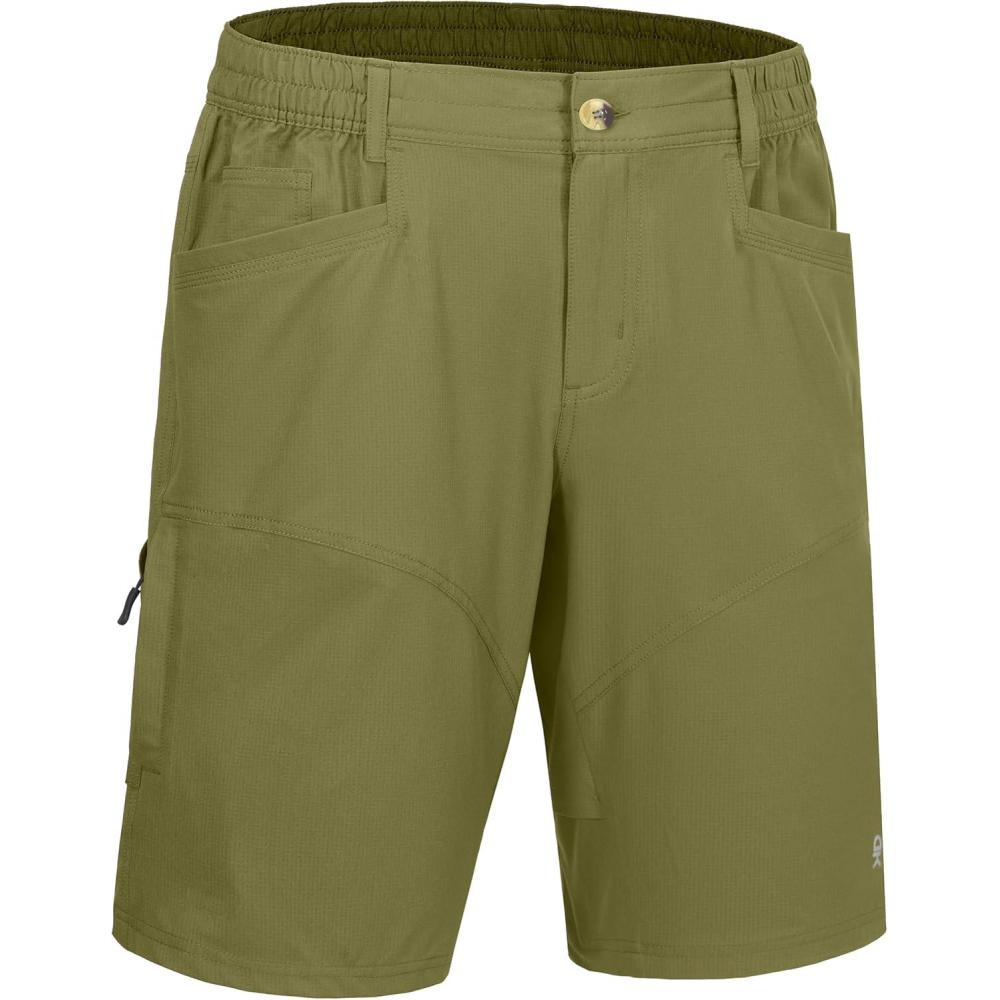 imageLittle Donkey Andy Mens Hiking Cargo Shorts Quick Dry Waterproof Lightweight Golf Shorts Stretch Casual Short with 9 PocketsOlive Green