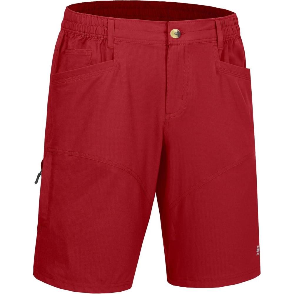 imageLittle Donkey Andy Mens Hiking Cargo Shorts Quick Dry Waterproof Lightweight Golf Shorts Stretch Casual Short with 9 PocketsRed