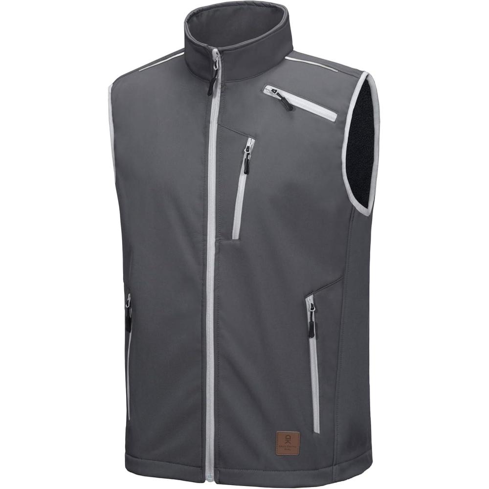 imageLittle Donkey Andy Mens Lightweight Fleece Lined Softshell Vest Windproof Sleeveless Jacket for Hiking Travel Golf2 Gray