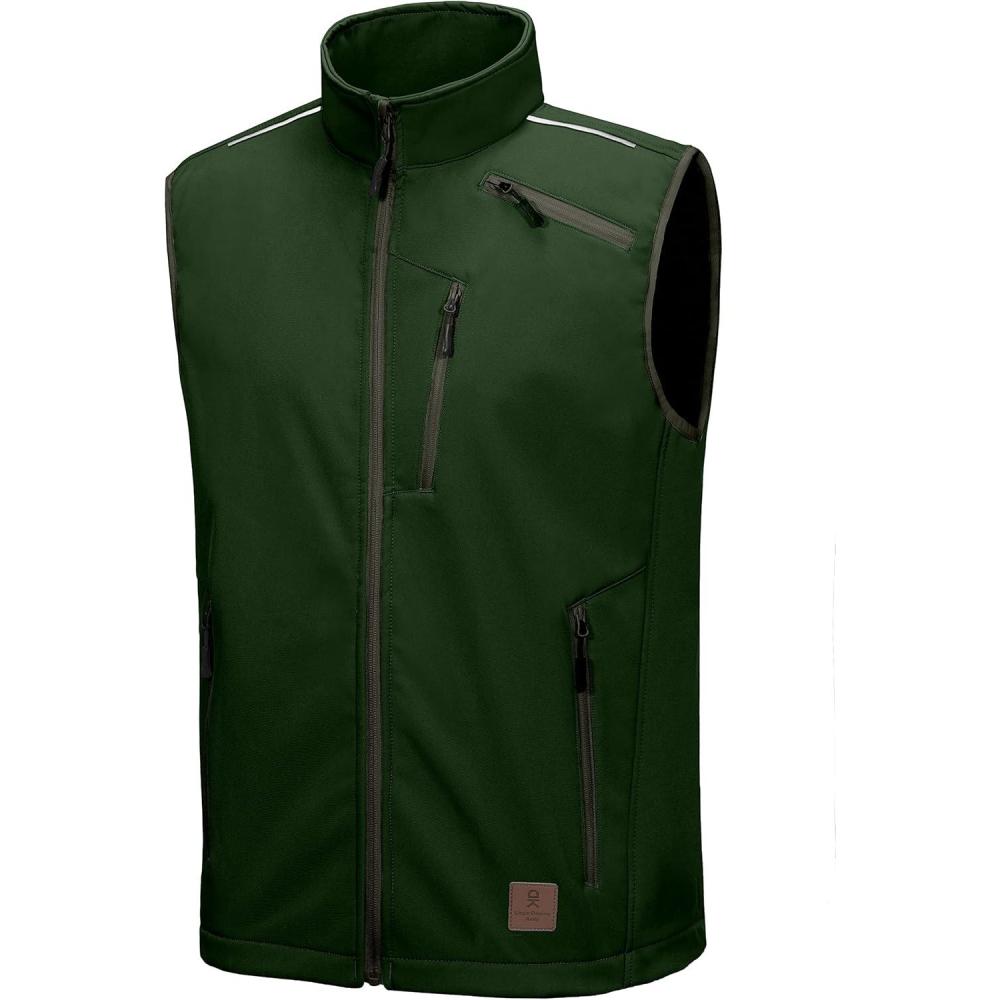 imageLittle Donkey Andy Mens Lightweight Fleece Lined Softshell Vest Windproof Sleeveless Jacket for Hiking Travel Golf6 Dark Green