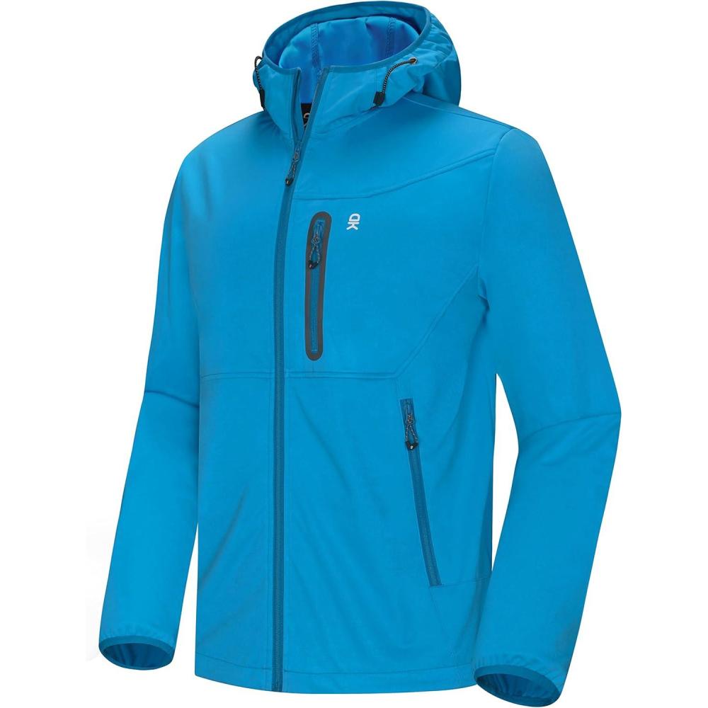 imageLittle Donkey Andy Mens Lightweight Hooded Softshell Jacket for Running Travel Hiking Windproof Outerwear Water RepellentBlue1