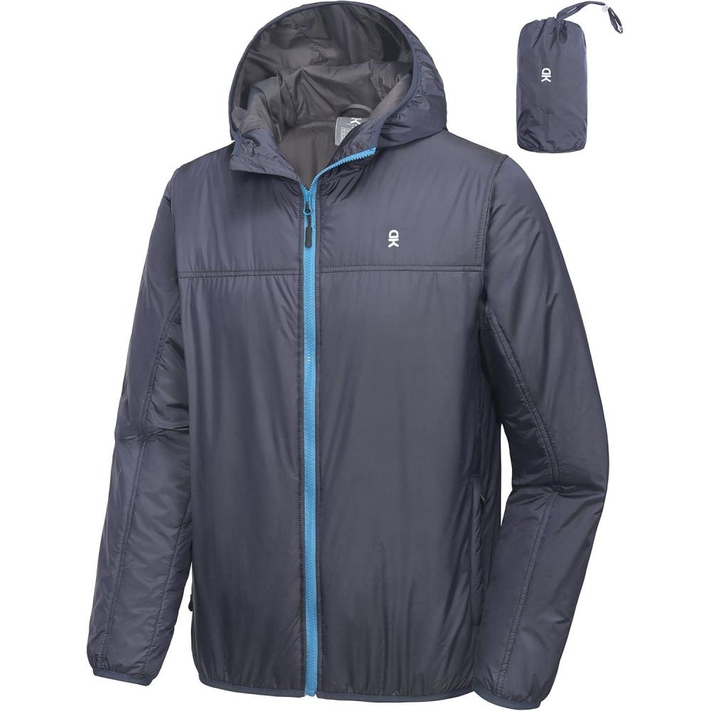 imageLittle Donkey Andy Mens Lightweight Packable Sun Protection Jacket Quick Dry Full Zip Hooded Windbreaker for HikingB Insulation Navy Blue