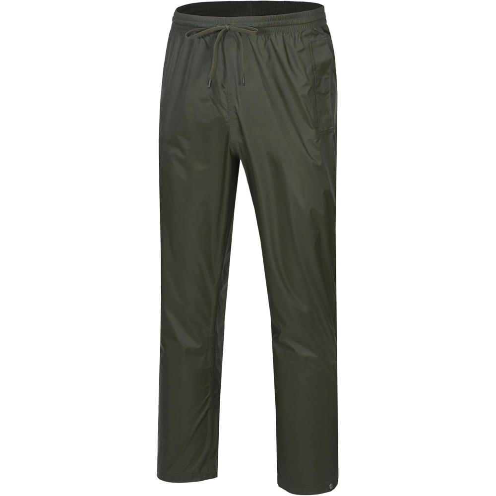 imageLittle Donkey Andy Mens Lightweight Packable Waterproof Rain Pants with Pockets for Hiking Travel FishingArmy Green