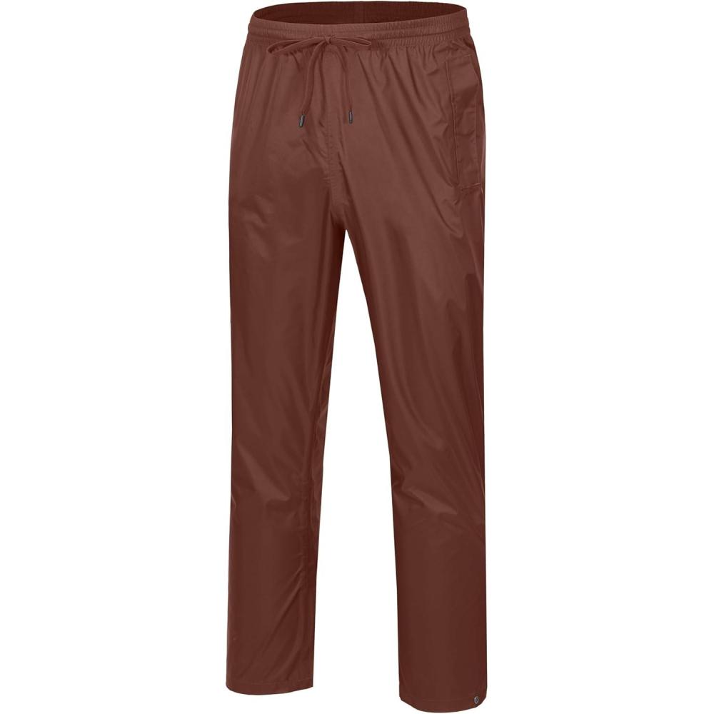 imageLittle Donkey Andy Mens Lightweight Packable Waterproof Rain Pants with Pockets for Hiking Travel FishingDark Red