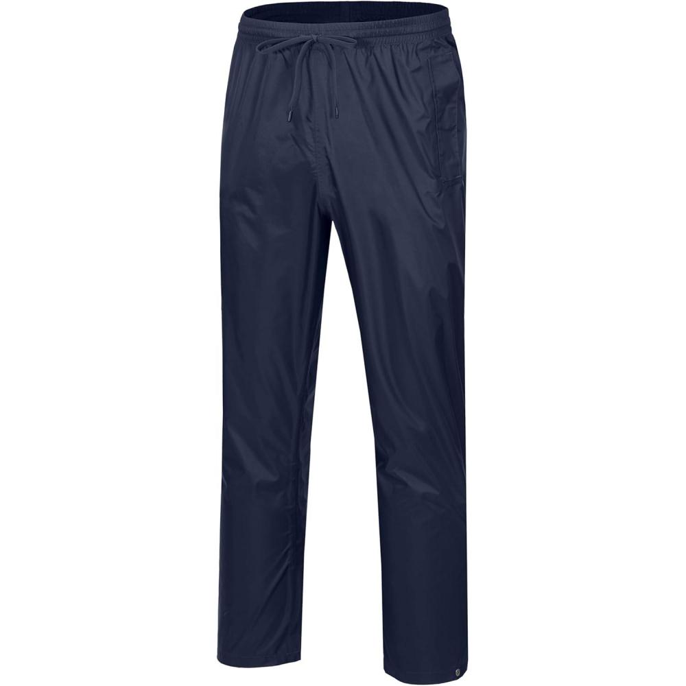 imageLittle Donkey Andy Mens Lightweight Packable Waterproof Rain Pants with Pockets for Hiking Travel FishingNavy Blue