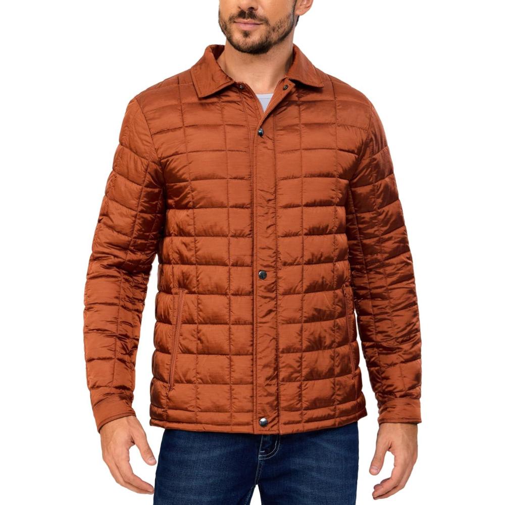 imageLittle Donkey Andy Mens Lightweight Quilted Puffer Jacket Windproof Thermal Winter Coat with Recycled InsulationBorange