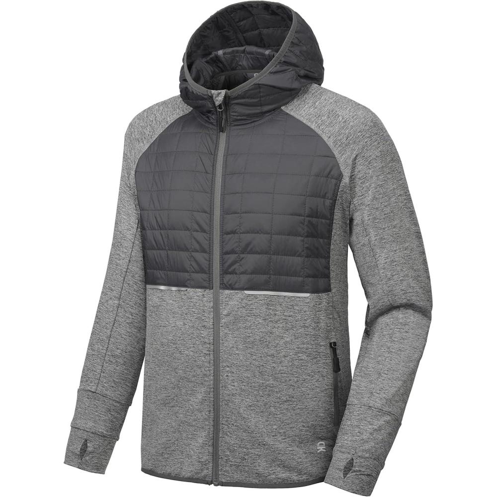 imageLittle Donkey Andy Mens Lightweight Running Jackets Full Zip Hooded Sports Jacket for Winter Hiking Golf CasualA2 Gray