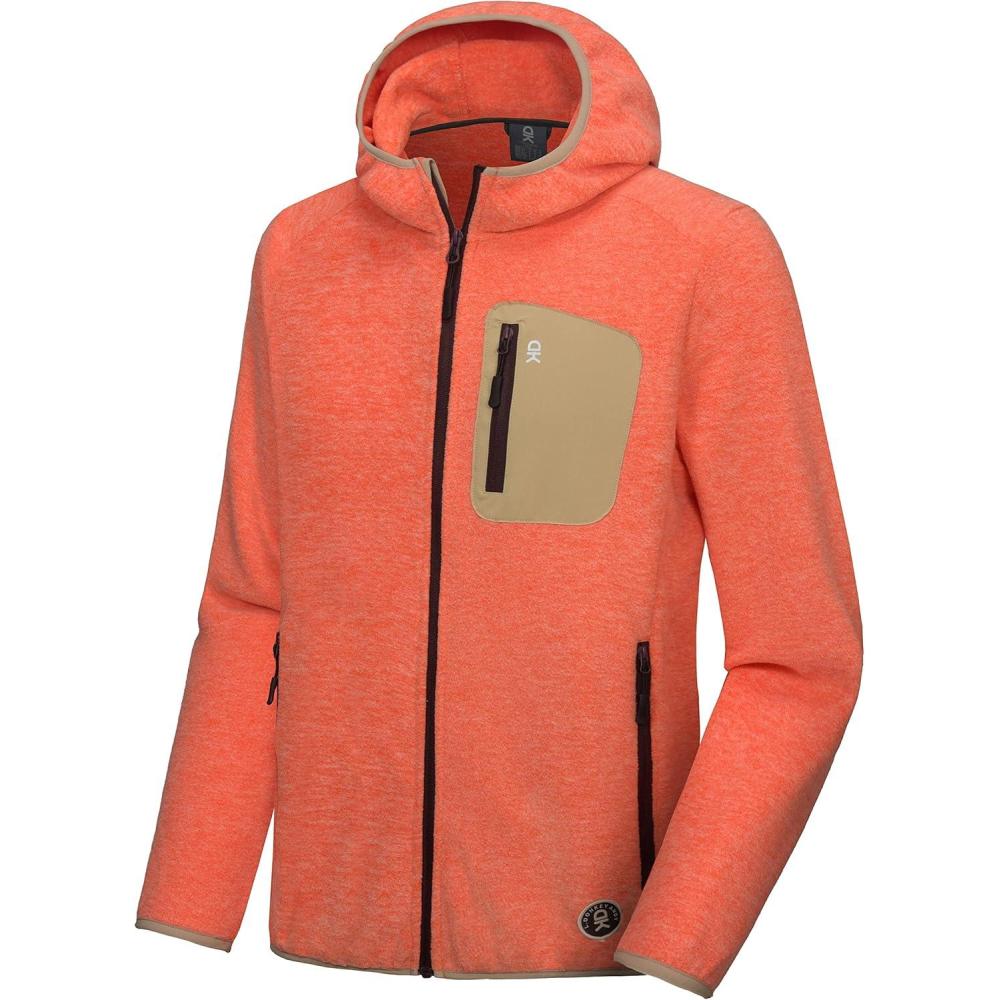 imageLittle Donkey Andy Mens Lightweight Warm Polar Fleece Running Jacket Hooded Full Zip Hiking Golf Casual JacketOrange Heather