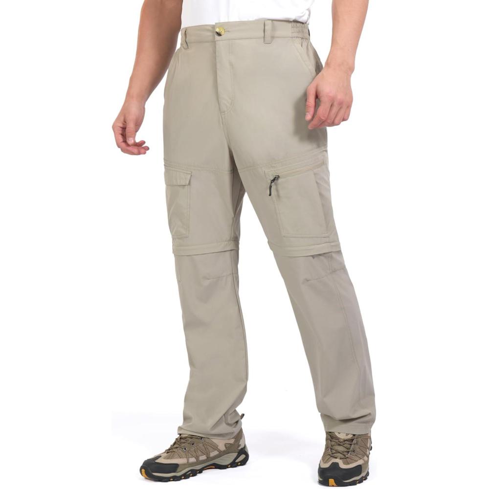 imageLittle Donkey Andy Mens Outdoor Sports Two Section Trousers Mountaineering Hiking HikingOne Zipoff Khaki