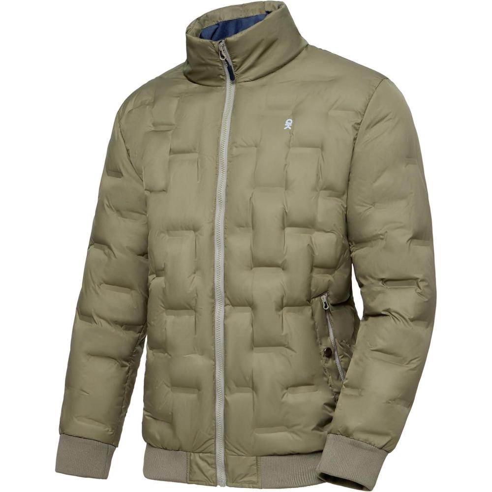imageLittle Donkey Andy Mens Puffer Warm Jacket Windproof Winter Coat with Recycled InsulationOlive