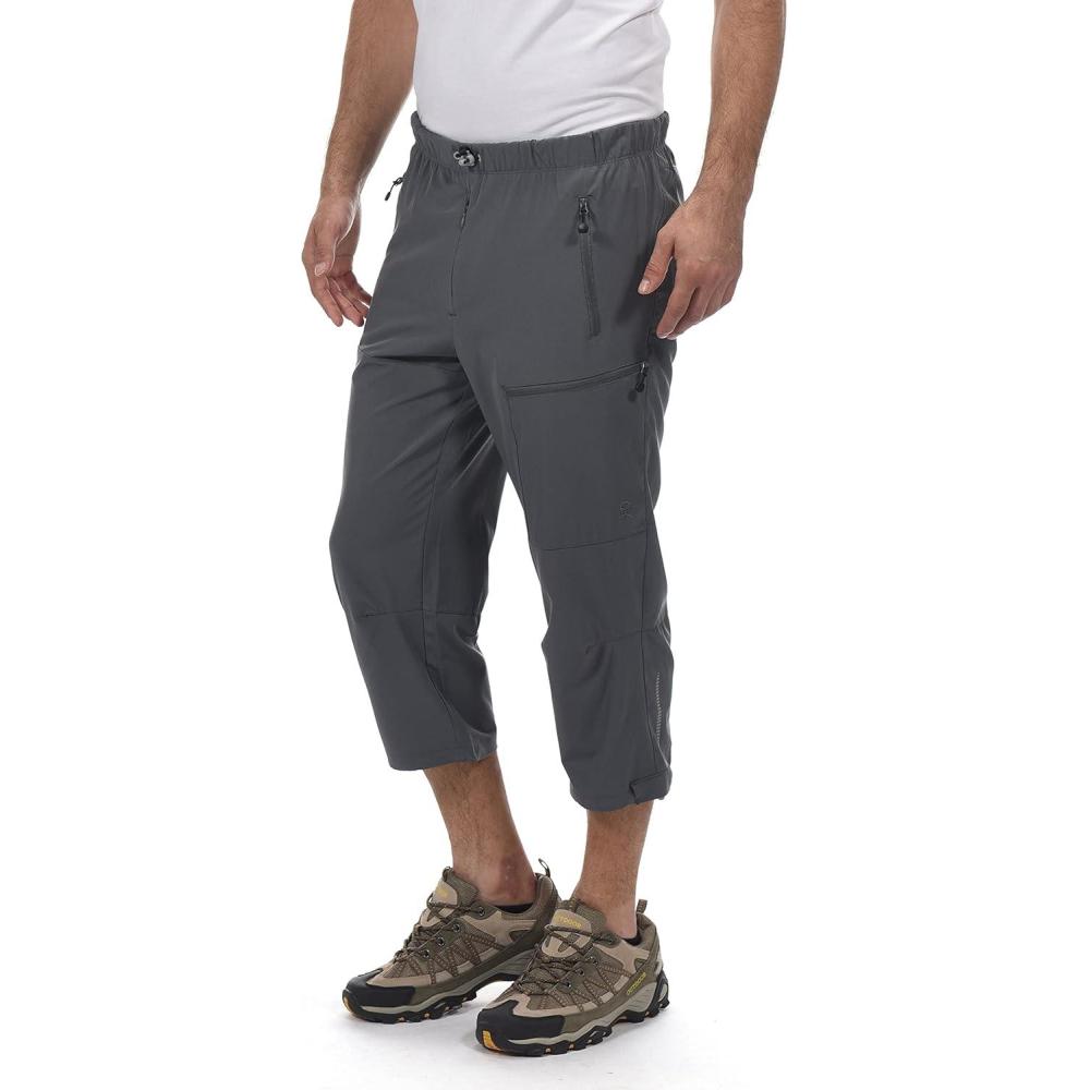 imageLittle Donkey Andy Mens Quick Dry 34 Pants Lightweight Capri Shorts Hiking Fishing Travel Casual1 Gray