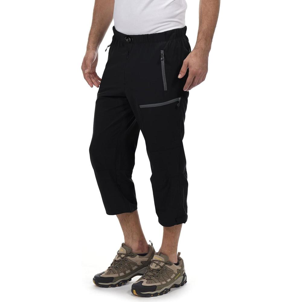 imageLittle Donkey Andy Mens Quick Dry 34 Pants Lightweight Capri Shorts Hiking Fishing Travel Casual3 Black