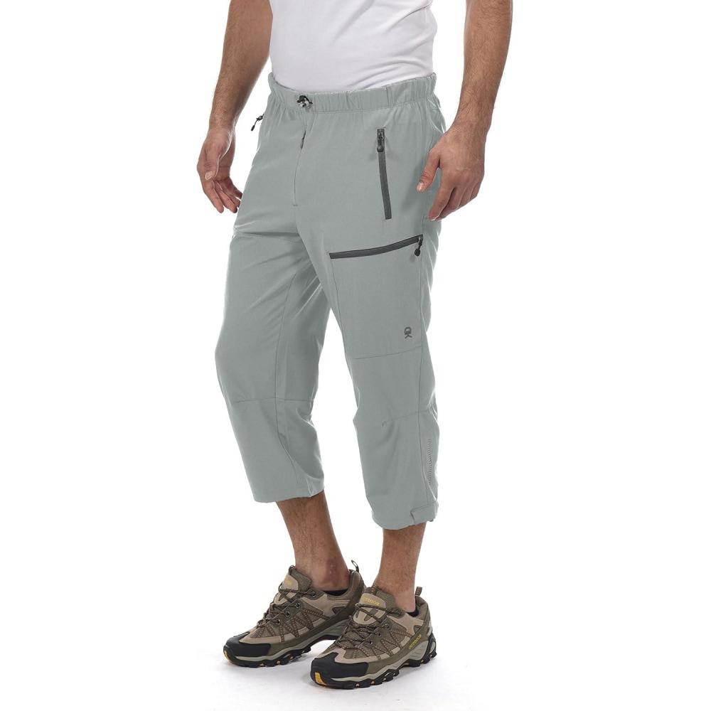 imageLittle Donkey Andy Mens Quick Dry 34 Pants Lightweight Capri Shorts Hiking Fishing Travel Casual8 Light Gray
