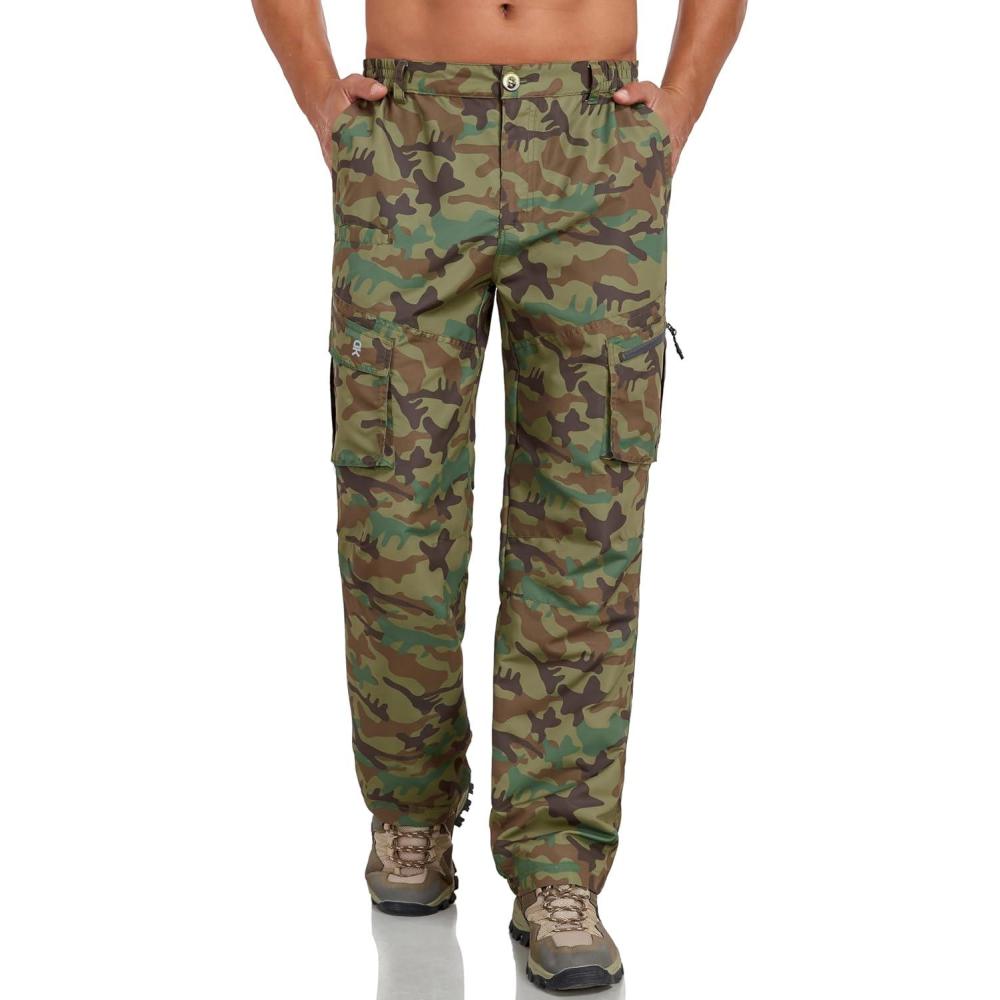 imageLittle Donkey Andy Mens Quick Dry UPF 50 Cargo Pants Stretch Lightweight Outdoor Hiking PantsUtility Camo